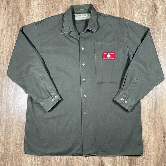 Tommy Hilfiger Other - VTG Tommy Hilfiger Surplus Sz L Army Green Long Sleeve Button Up Thick Shirt